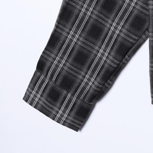 7024SDSA男士春夏新款痞帅男装宽松潮牌拼接撞色格子翻领长袖衬衫百搭 商品图4