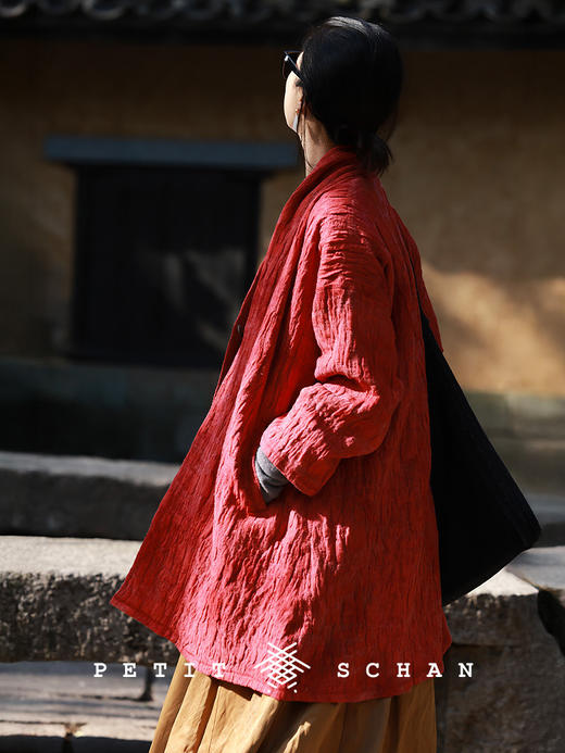 Petit Schan小闪 CLO#1029 Soft bark 软树皮 亚麻混纺手工扎染提花长袍 商品图1