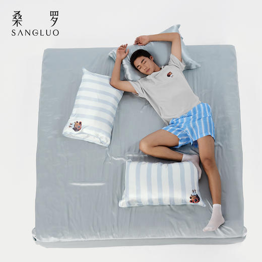 查理小狗』桑罗休闲睡衣套装桑蚕丝男士短袖家居服可外穿 商品图4