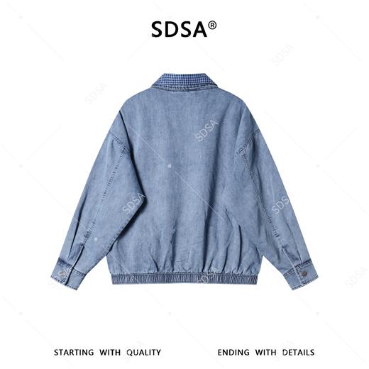 SDSA男士春夏新款痞帅男装韩版拼接翻领牛仔夹克外套百搭宽松休闲 商品图5