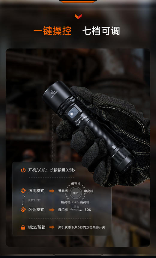 Fenix菲尼克斯C5 PRO手电筒强光远射磁吸工作灯2000流明 商品图5