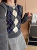 一店k （超重工！进口水晶装饰！100%绵羊毛！）复古英伦风！可柔可飒 一衣N穿！郑秀妍同款 26ss早春新款菱格纹圆领套头毛衫 商品缩略图6