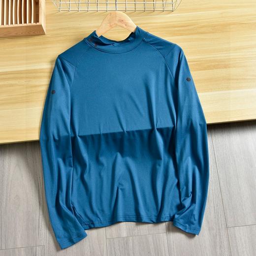 长袖T恤衫 磨毛保暖上衣 春季秋冬季男子半高领长袖训练健身运动紧身衣， 商品图4