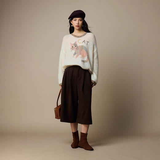 雀说【小花猫】印染马海毛毛衣针织衫女装韩系减龄羊毛上衣ALW08116 商品图3