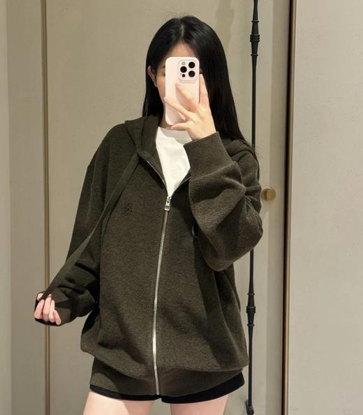 重磅渠道！早春新款  lew刺绣徽标羊毛圈圈连帽拉链帽衫 意大利pagliaccio特种圈圈纱 商品图0