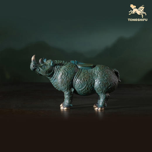 铜师傅 见微系列《青铜犀尊》客厅青铜犀牛摆件 家居装饰工艺品 商品图0