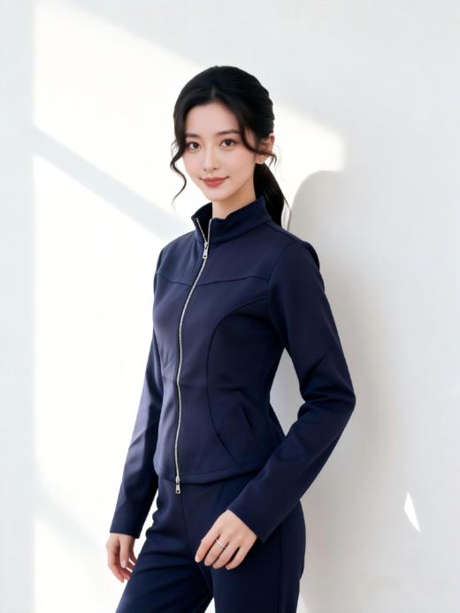 SC1AL01_绀蝶色_外套_春季_立领拉链收腰修身长袖休闲_高级女装_BERNIEELEN 伯妮斯茵 商品图1