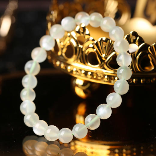 【祈愿吉品】「只此青绿」绿月光素圈手链 商品图1