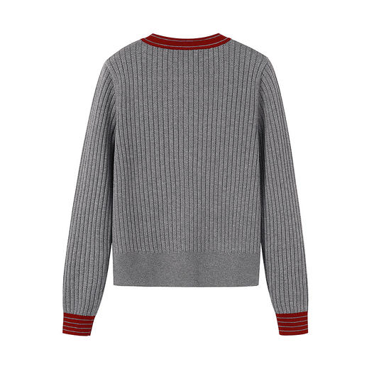 奢姿大码女装2025秋季减龄立体装饰V领上衣胖妹妹坑条时尚针织衫9053653724 商品图3