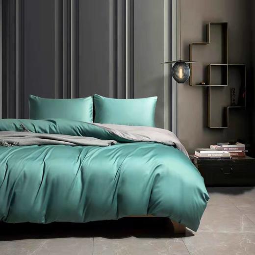 云柔素雅四件套【悠梦嘉居云柔素雅四件套床上用品印花套件双人200*230四件套1.5/1.8床通用纯色风，时尚简约，舒适柔软，紫/绿/粉】 商品图6