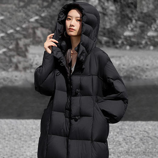 新中式长款羽绒服|匈牙利90%白鹅绒，充绒量250g+，零下15℃都能穿 商品图2