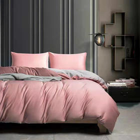 云柔素雅四件套【悠梦嘉居云柔素雅四件套床上用品印花套件双人200*230四件套1.5/1.8床通用纯色风，时尚简约，舒适柔软，紫/绿/粉】