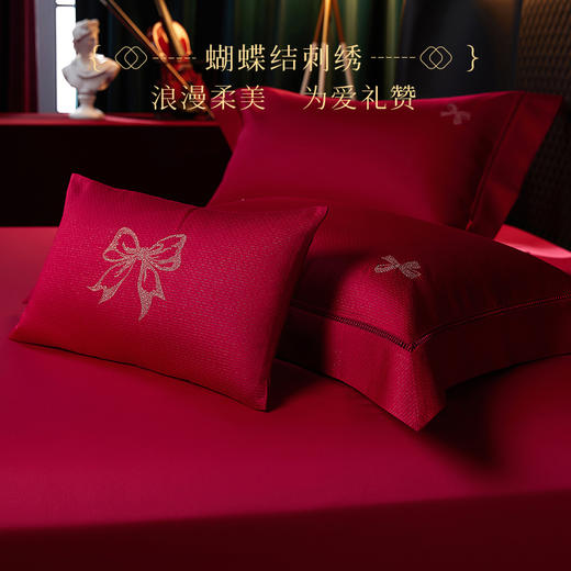 多喜爱 喜玫瑰 80S厚织提花八件套 欢愉于心【B面60S新绒棉】【拉杆箱包装】【蝴蝶结刺绣】【双层拼框工艺】【镂空花边】手感细腻 织物柔软 商品图2