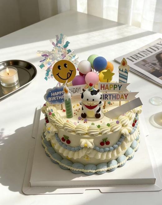 【优品系列】---【花边小牛牛】儿童蛋糕 商品图1