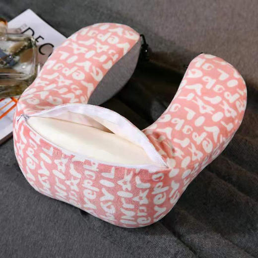 多功能U型枕【悠梦嘉居多功能U型枕，乳胶枕慢回弹记忆棉面料采用天鹅绒和针织棉组合，健康护颈多功能午休，车载，沙发，办公休闲，三色可选】 商品图1