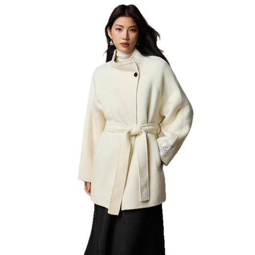 「自」全新升级【铂金会员799/天猫1079/差价280】(21336)洛诗琳高级感双面呢羊毛大衣2025秋冬新款中长款系带呢子外套 商品图4