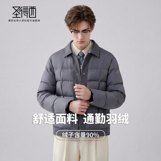 【白鸭绒】圣得西2025年冬季翻领羽绒服休闲风保暖青年男轻薄外套 商品图2