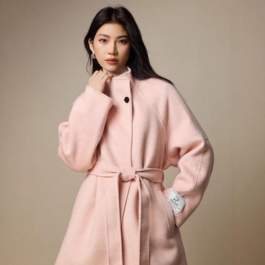 「自」全新升级【铂金会员799/天猫1079/差价280】(21336)洛诗琳高级感双面呢羊毛大衣2025秋冬新款中长款系带呢子外套 商品图0