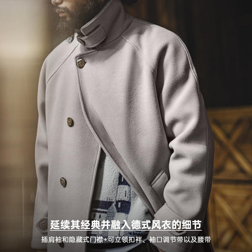 马登工装德式灰色巴尔玛肯风衣中长款战壕大衣廓形英伦外套男春 商品图2