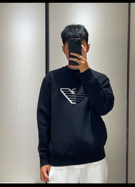 E.@ 春秋棉质混纺弹力刺绣圆领卫衣 WY018 商品图1