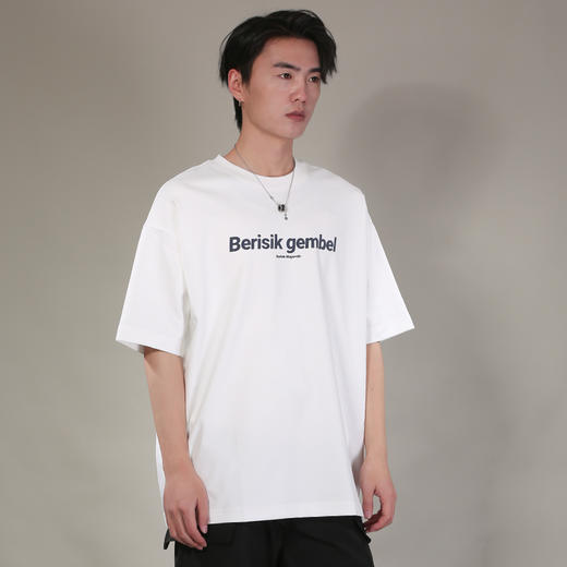 DRONKOO 2026 圆领前撞色后同色字母印花微阔短袖T恤 商品图2