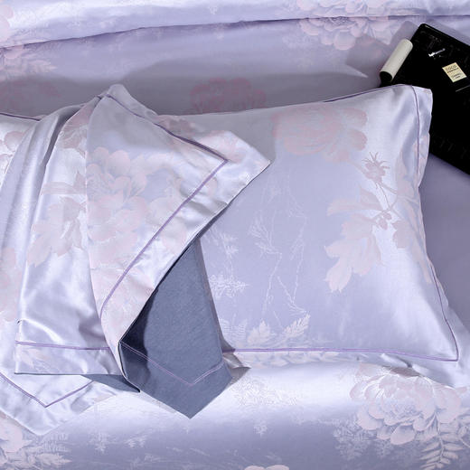 丝韵提加绣四件套【悠梦嘉居奢华提加绣四件套，优质丝+棉组合，配以优质古典工艺，贴肤部分为优质全棉，可折叠裙边设计，尽显奢华1.5/1.8床通用，米金/绸兰】 商品图2