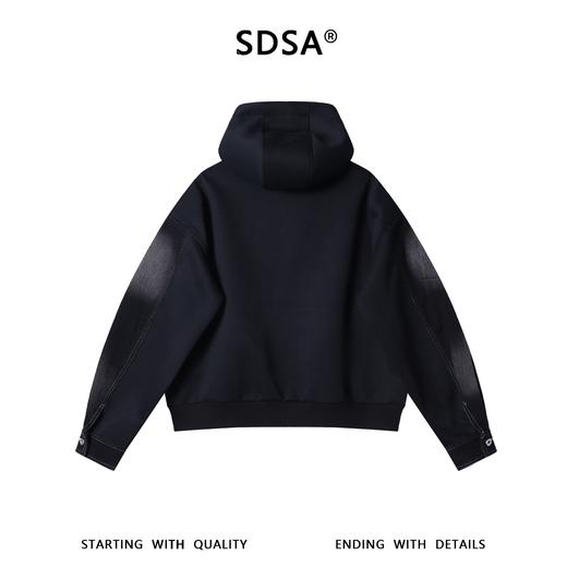 56017SDSA春夏新款痞帅男装韩版潮牌磨白拼接拉链连帽夹克外套百搭时尚 商品图5