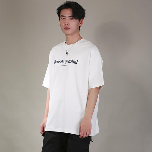 DRONKOO 2026 圆领前撞色后同色字母印花微阔短袖T恤 商品图1