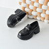 经典鲨2026年春专柜新品黑色圆头一脚蹬中粗跟轻便乐福鞋女KW323-617011 商品缩略图5