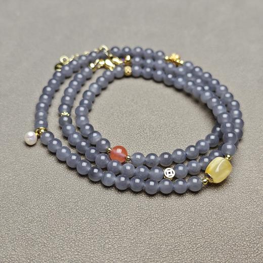 和田玉青海料烟紫冰底6mm精美108念珠 126-22 商品图4