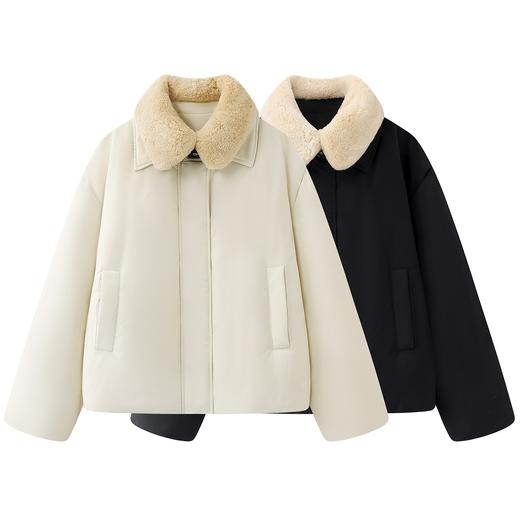 【来点不一样的】冬季年度最爱！可拆卸毛领！柜3200+！2026防泼水翻领短款夹克羽绒服 商品图0