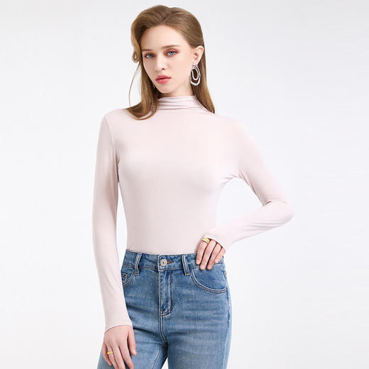 【三色可选】乔万尼莫代尔半高领轻奢百搭长袖修身裸感打底衫EZ4C188 商品图4