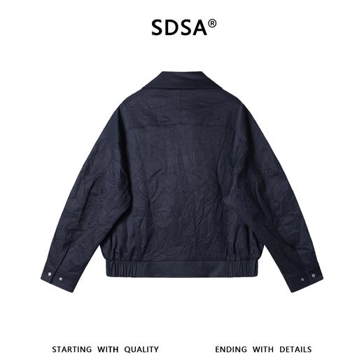 SDSA男士春夏新款痞帅男装时尚纯色褶皱斜拉链翻领夹克外套百搭 商品图4