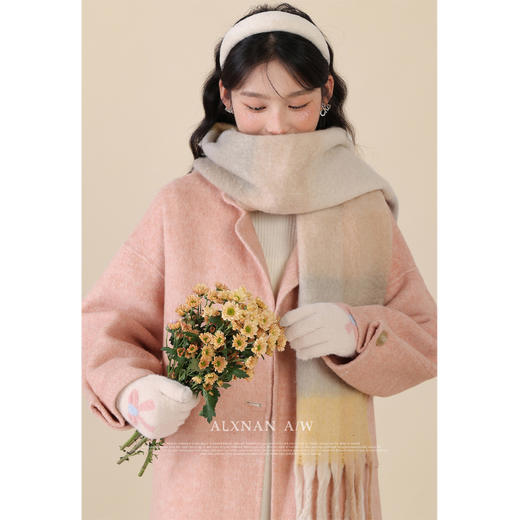 鹿向南《轻柔薄雾》保暖毛大衣2025款双面呢手工重工毛呢外套女 商品图4