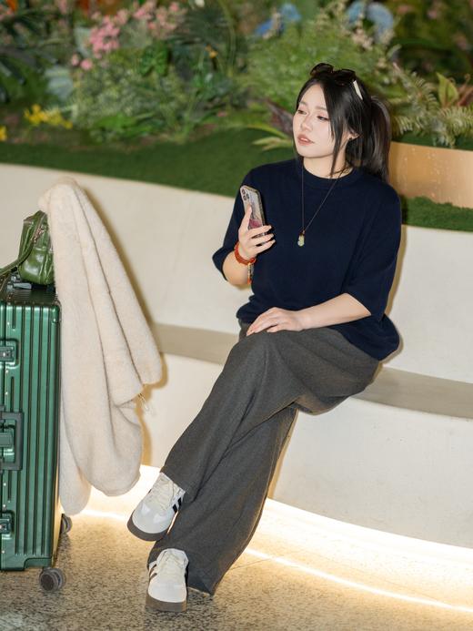 一周发货【100%绵羊毛 中袖针织衫】【正码正拍】高级感慵懒风，超舒适羊毛，纯羊毛衫中袖毛衣，巨软极简圆领百搭 商品图12