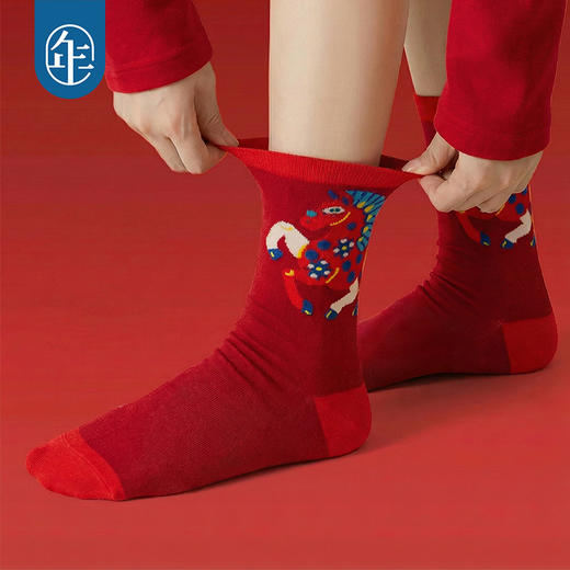【利马如意袜子套装】年衣儿童礼盒装送礼本命年马年红袜子中筒袜 商品图2