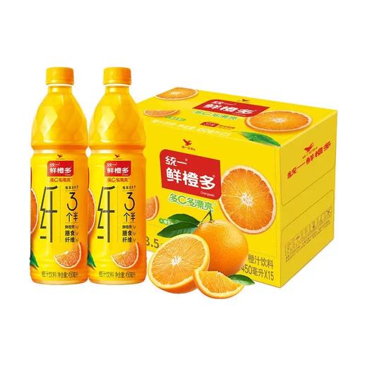 【统一鲜橙多450ml*15瓶整箱装】橙汁饮料  富含维生素C 商品图0