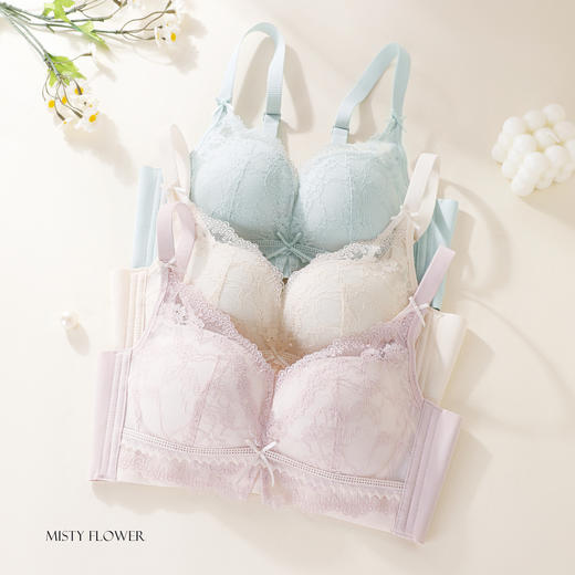 熳洁儿 洛可可蕾丝小胸聚拢文胸中薄杯莫代尔养护杯26261517 商品图6