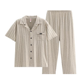 （合作款）芬腾新款男士夏季睡衣纯棉短袖长裤家居服套装yc0209003