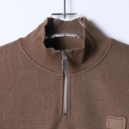 9552SDSA男士春夏新款痞帅男装韩版潮牌时尚肌理感半拉链立领卫衣百搭 商品图2