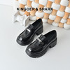 经典鲨2026年春专柜新品黑色圆头一脚蹬中粗跟轻便乐福鞋女KW323-617011 商品缩略图0