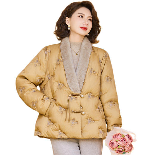 百媚生 新中式羽绒服外套国风气质防寒鸭绒服J254YDLY76 商品图4