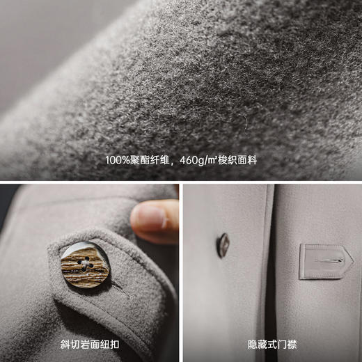 马登工装德式灰色巴尔玛肯风衣中长款战壕大衣廓形英伦外套男春 商品图3
