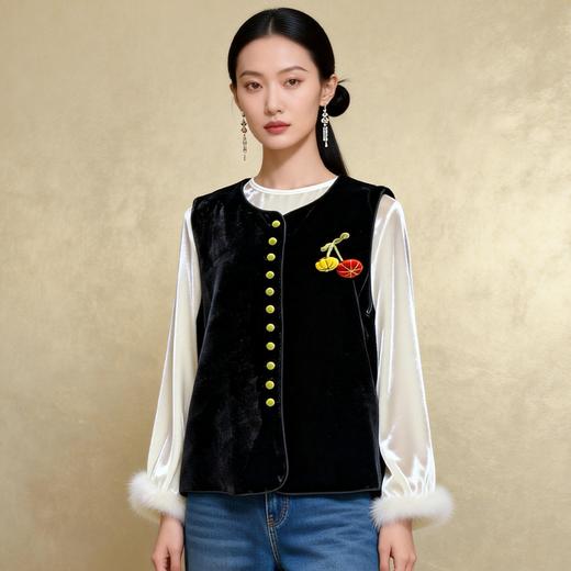 Famecoco范可儿秋冬款新中式马夹FAD8CA202 商品图0