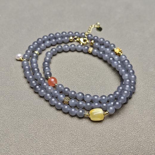 和田玉青海料烟紫冰底6mm精美108念珠 126-22 商品图1