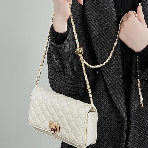 雀说 真皮百搭小方包女小香风菱格斜挎链条包3168 商品图1