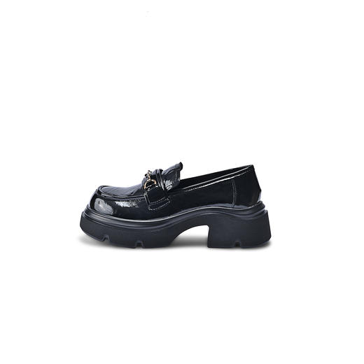 经典鲨2026年春专柜新品百搭黑色一脚蹬中粗跟通勤乐福鞋女KW323-617021 商品图4