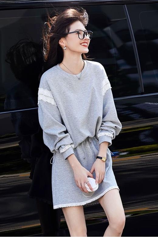 HAYES 撞色蕾丝拼接运动休闲抽绳短裙套装 22110 商品图0