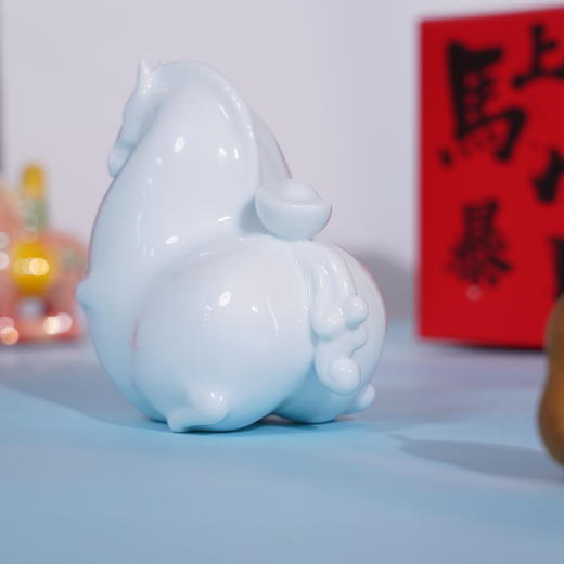 福马驮元宝青白瓷摆件 |身驮元宝，福相满满，温润如玉，淡雅明澈 商品图3