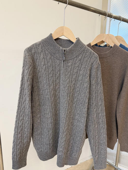 老钱风羊毛混纺拉链开衫 男士bai搭外套 商品图6